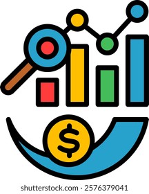 Data Analytics Icon Lineal Color Vector Illustration