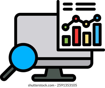 Data Analytics Icon Lineal Color Vector Illustration