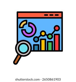 Data Analytics Icon Lineal Color Vector Illustration