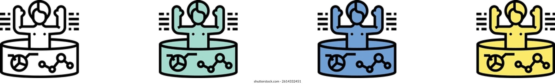 data analytics icon. Outline, Green, Blue and Yellow Style Design Isolated On White Background
