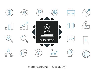 Data analytics icon set. Big data analysis technology symbol. Containing database, statistics, analytics, server, monitoring, computing and network icons. Solid icons vector collection