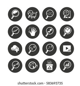 data analytics icon set in circle button