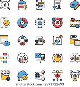 Data Analytics icon set data, analytics, market, network, performance ,collection. Vector illustration
