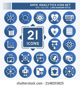 Data Analytics Icon Set. suitable for data analytics symbol. long shadow style. simple design editable. design template vector. simple symbol illustration