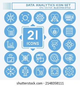 Data Analytics Icon Set. suitable for data analytics symbol. blue eyes style. simple design editable. design template vector. simple symbol illustration