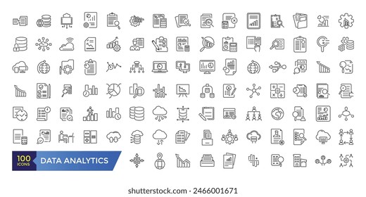 Conjunto de iconos de análisis de datos. colección de iconos relacionados con la Tecnología. Ilustración de trazo editable. ui de Vector e ícono de Web.