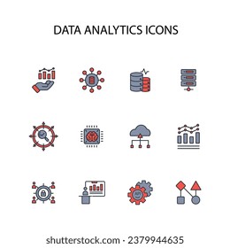 Data analytics icon set.vector.Editable stroke.linear style sign for use web design,logo.Symbol illustration.