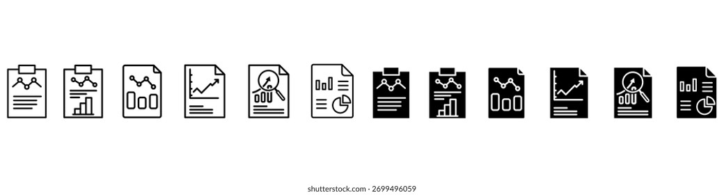 Data Analytics icon vector set. Analysis illustration sign collection. report symbol. statistics Logo. Collection of graph, growth, trend, bar graph, dashboard, infographic web.