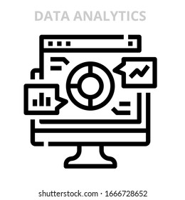 DATA ANALYTICS : Icon for webpage,application,card,printing,social media posts etc.

