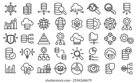 data analytics icons collection line vector design illustration in trendy style with editable stroke
