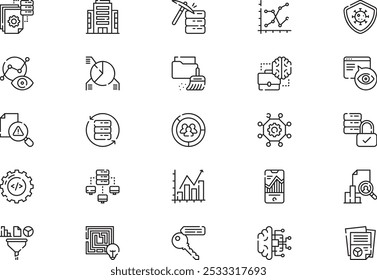 Data analytics icons collection is a vector illustration with editable stroke.