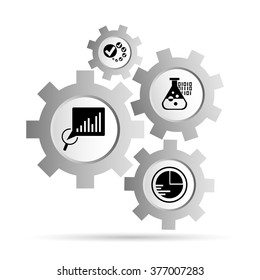 data analytics icons in gear buttons