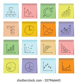 data analytics icons, graph and chart icons