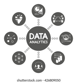data analytics icons, information technology and network concept