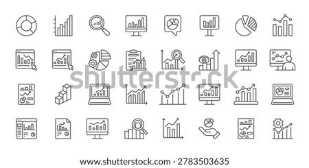 Data Analytics icons in line design. data, analytics, chart, graph, statistics, dashboard, report on white background vector. Data Analytics editable stroke icon