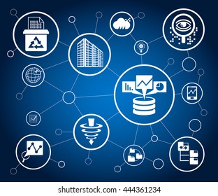 Analytics Data Icons Network Diagram On Stock Vector (Royalty Free ...