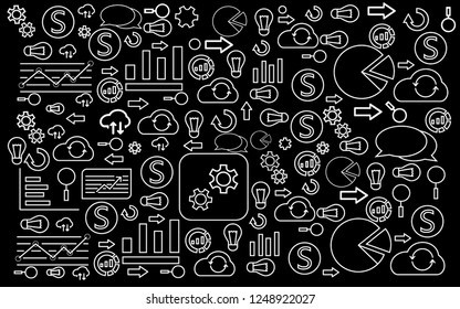 data analytics icons on black background vector mockup