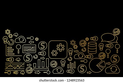 data analytics icons on black background vector mockup gradient
