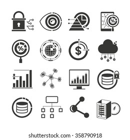 Data Analytics Icons, Data Processing Icons Set, Data Icons Vector 