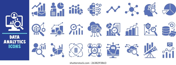 Data analytics icons set business intelligence visualization
