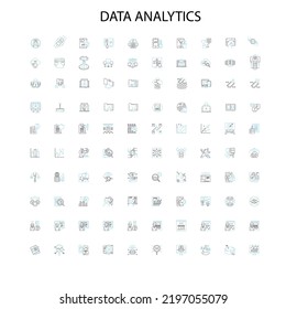 data analytics icons, signs, outline symbols, concept linear illustration line collection