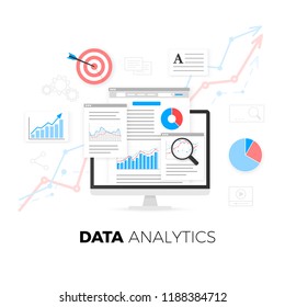 Data analytics information and web development website statistic. Vector illustration