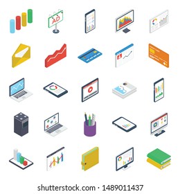 Data Analytics Isometric Icons Pack