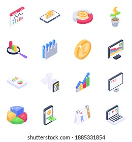 
Data Analytics Isometric Icons Pack 