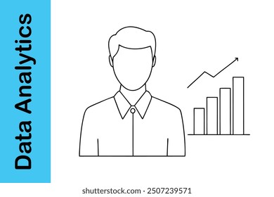 Data analytics line art with editable outline 