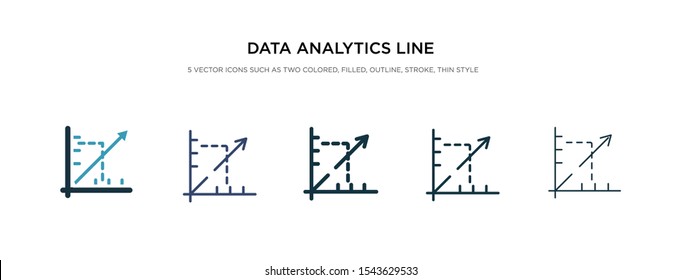 data analytics line graphic icon in different style vector illustration. two colored and black data analytics line graphic vector icons designed in filled, outline, line and stroke style can be used