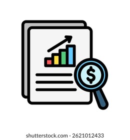 Ícone multicor linear da análise de dados, use para UI, UX, desenvolvimento de aplicativo e web, digital ou impresso. para indústria, educação, negócios, finanças, tema de desenvolvimento econômico.