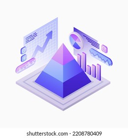 Data Analytics Management Illustration. Data Analyse. Visualization and Forecasting. White Template. Vector illustration