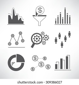 data analytics and network icons set
