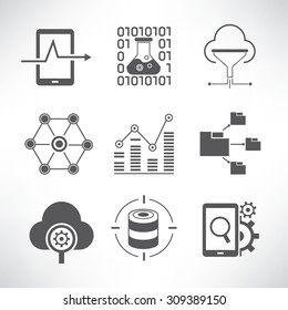 data analytics and network icons set