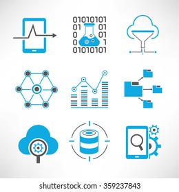 data analytics and network icons set, network analytics, information technology concept