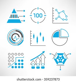 data analytics and network icons set, network analytics, information technology concept