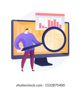 Data analytics online course. Business analysis coaching, training, mentoring. Company profit statistics and metrics monitoring. Diagram analyzing. Vector isolated concept metaphor illustration