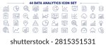 Data Analytics related editable icon set. Contain icons related to data analysis, statistics, business analytics, data visualization, charts, graphs, big data, reporting, and more. Editable stroke.