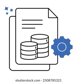 Data Analytics Report Automation Icon Design. Represents Efficiency, Data Management, Security, Modern Interface. Vector icon with editable Stroke.