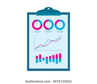 Data analytics report concept vector. Analysis, business, vector, chart, technology, growth, research, strategy, seo. Can use for banner, web design, poster. Vector isolated on white background.