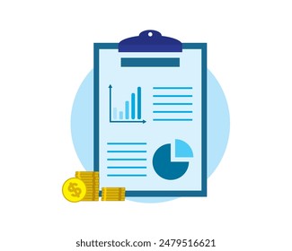 Data analytics report and monitoring finance investment vector. analytics, business, research, technology, data, analysis. Can use for banner, web design, poster. Vector isolated on white background.