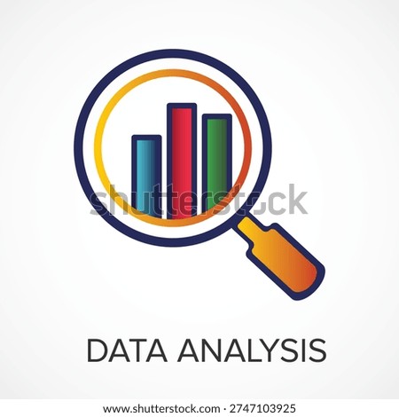 Data Analytics Search Icon – Magnifier with Bar Chart Business Intelligence Concept