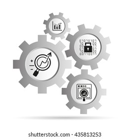 data analytics data security concept icons in gear