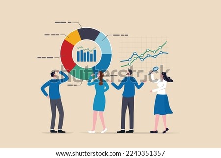 Data analytics, statistic to analyze, business graph dashboard, marketing research, diagram for optimization, big data and information concept, business people marketing team analyze graph and chart.