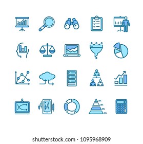 Data Analytics Statistics Signs Color Thin Line Icon Set Include of Diagram and Arrow. Vector illustration of Icons