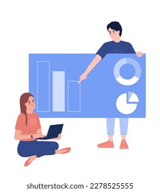 Data analytics team flat concept vector spot illustration. Employees teamwork. Editable 2D cartoon characters on white for web design. Business unit department creative idea for website, mobile app