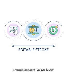 Data analytics technology loop concept icon. Online prediction of failure. Risk management abstract idea thin line illustration. Isolated outline drawing. Editable stroke. Arial font used