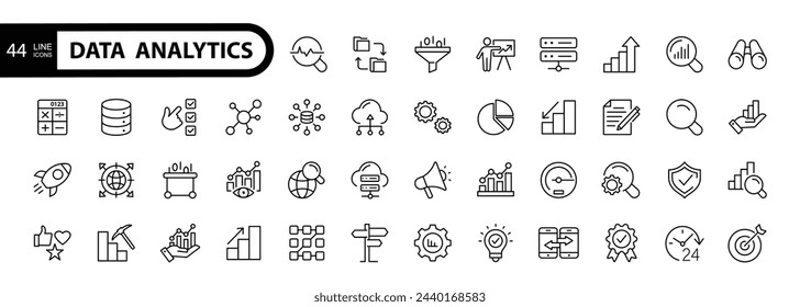 Data Analytics thin line icon set. Data Analysis editable stroke icons. 