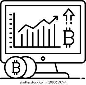 Data Analytics or Trade Trends Concept, money infograph or Bit coin keeps growing Vector Icon Design, Business and Management Symbol, Banking and finance ECommerce and Delivery Stock illustration