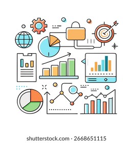 data analytics vector icon set